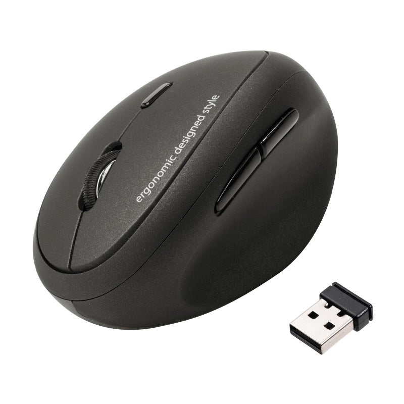 SANWA 2.4G Wireless Ergonomic Mouse, Optical Vertical Ergo Mice for Small Hands, Reduce Wrist Strain, 800/1200/1600 DPI, 5 Buttons, Compatible with MacBook, Laptop, Windows, Mac OS, Black - Image 1
